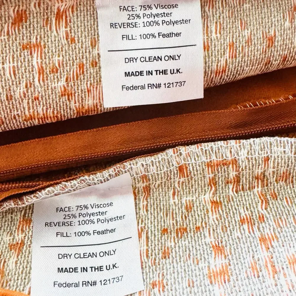 Set of 2 Burnt Orange Textured Velvet Square Mod Minimalist Pillow Covers 23x23